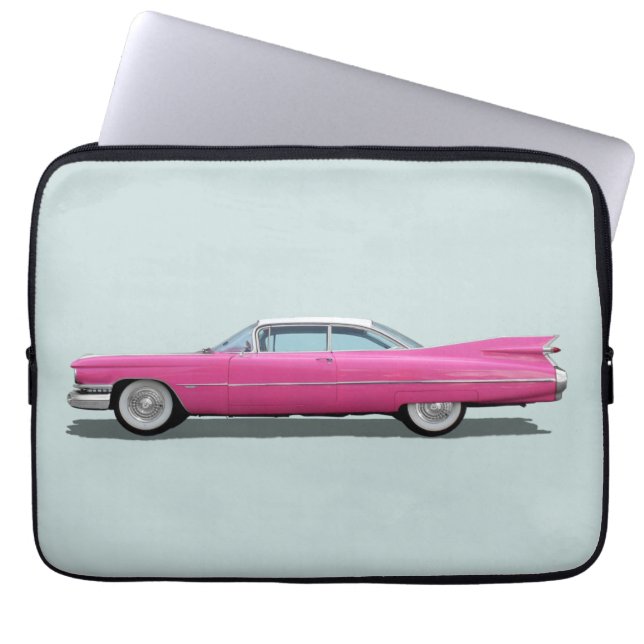 PINK CADDY CLASSIC CAR RETRO LAPTOP SLEEVES (Front)