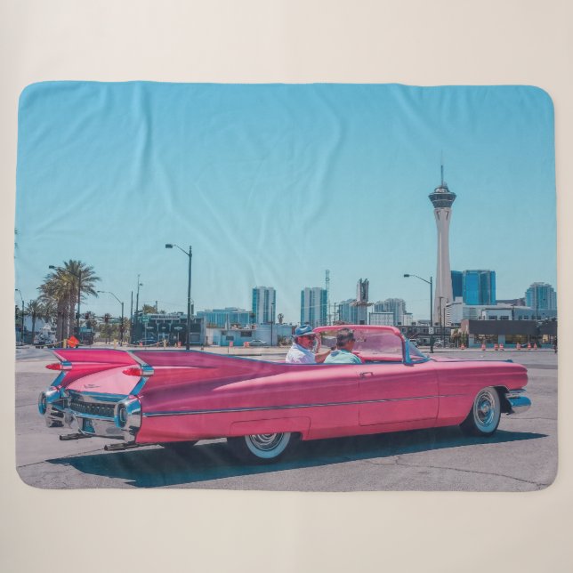 PINK CADILLAC SHERPA BLANKET (Front (Horizontal))