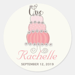 Pink Cake Baby Girl 1st Birthday Party Gift Tag