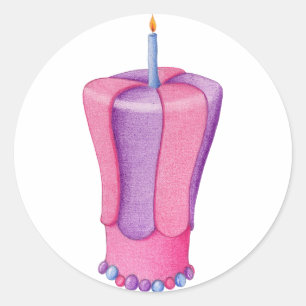 Pink Cake Flame Sticker