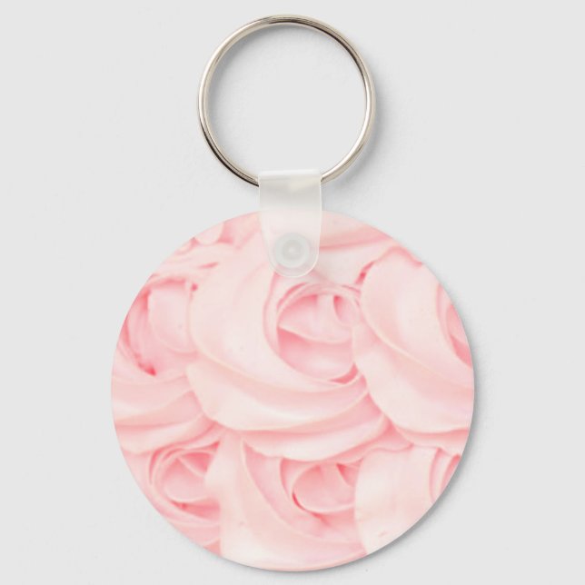 Pink cake frosting rose cupcake icing keychain (Front)