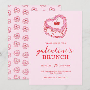 Pink Cake Galentine’s Day Brunch Invitation