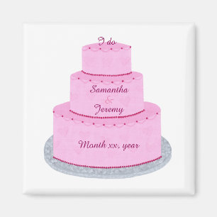 Pink Cake Hearts Personalized Save date Magnets