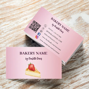 Pink cake pastry bakery QR code Business Card