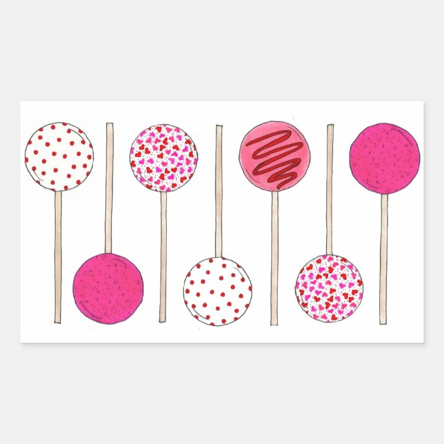Pink Cake Pops Valentine Valentine's Day Foodie Sticker (Front)