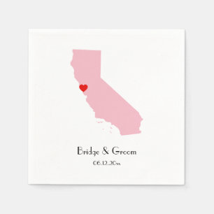 Pink California Personalized Wedding Anniversary Napkin