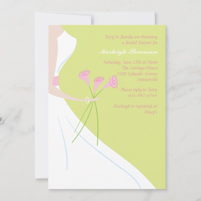 Pink Calla Lilies Bridal Shower Invitation (Front)