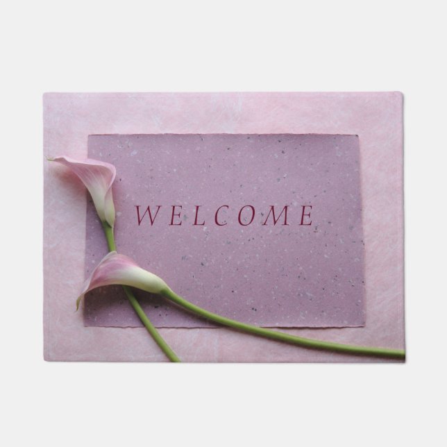 Pink calla lilies doormat (Front)