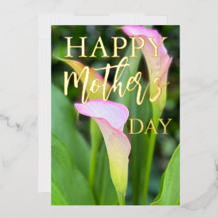 Pink Calla Lillies Mother's Day Foil Holiday Card