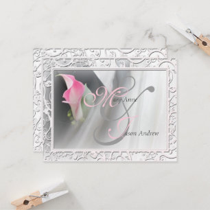 Pink Calla Lily Flourish Frame Wedding Invitation