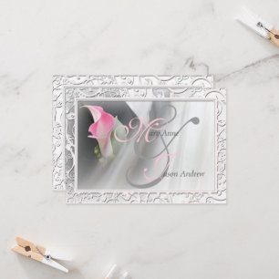 Pink Calla Lily Flourish Frame Wedding Invitation