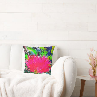 Pink Calliandra Puff Throw Pillow