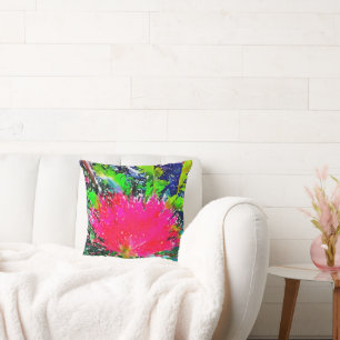 Pink Calliandra Puff  Throw Pillow