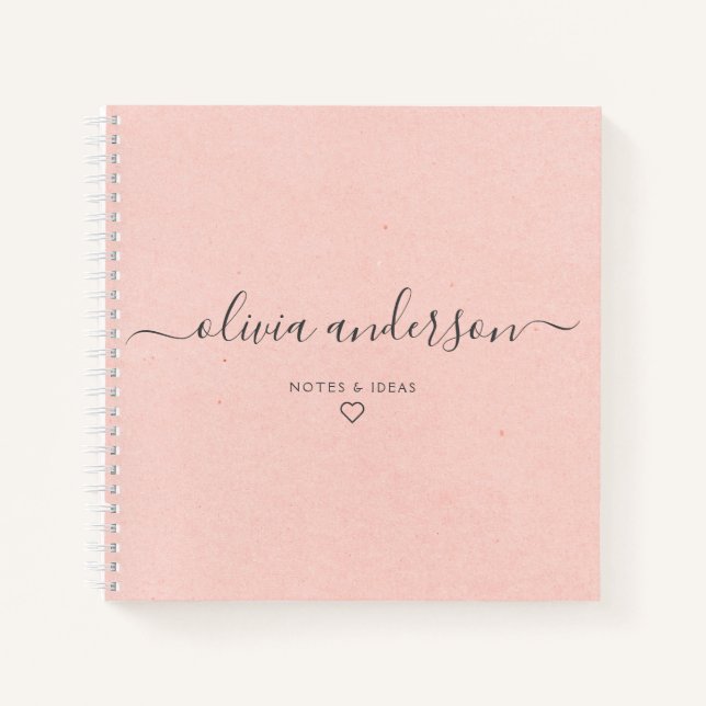 Pink Calligraphy Monogram Heart Notebook (Front)