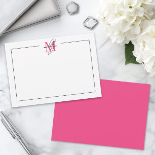 Pink Calligraphy Name Monogram Card