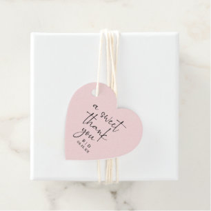 Pink Calligraphy Thank You Wedding Favour Tags