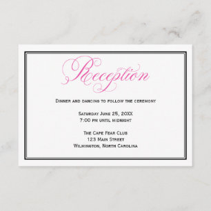 Pink Calligraphy Wedding Reception Details Card