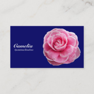 Pink Camelia - Navy Blue 000066 Business Card