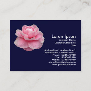 Pink Camelia - Navy Blue Business Card