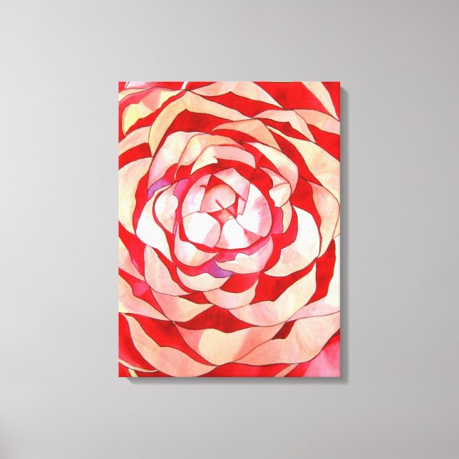 Pink Camellia abstract original art painting Canvas Print (Front)