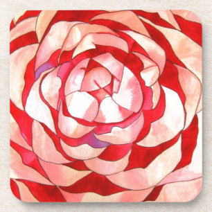 Pink Camellia abstract original art painting Coaster