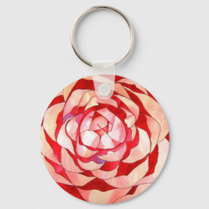Pink Camellia abstract original art painting Keychain
