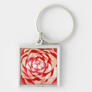 Pink Camellia abstract original art painting Keychain