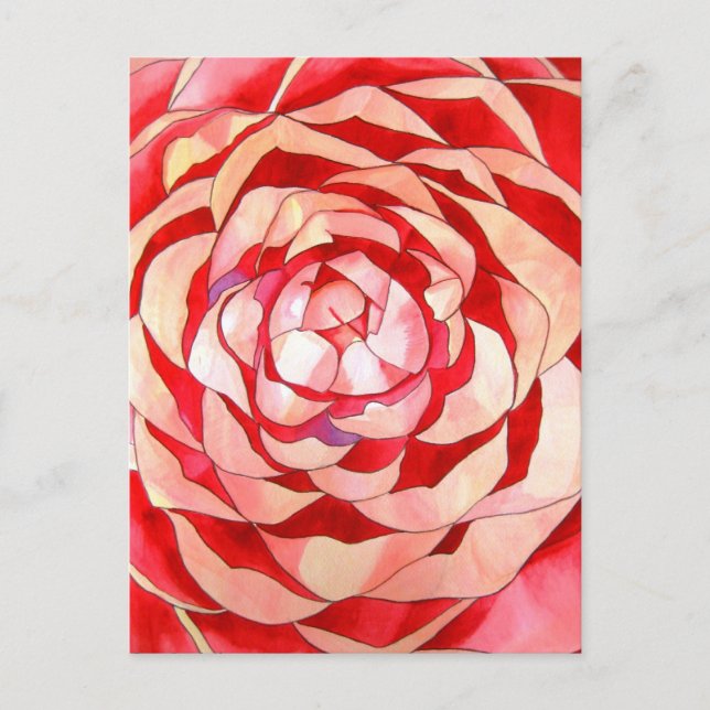 Pink Camellia abstract original art painting Postcard (Front)