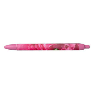 Pink Camellia Black Ink Pen