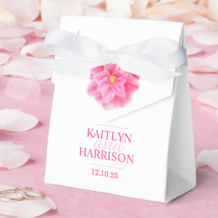 Pink camellia floral art wedding favour box