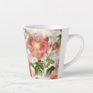 Pink Camellia Floral Pattern Latte Mug