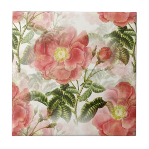 Pink Camellia Floral Pattern Tile