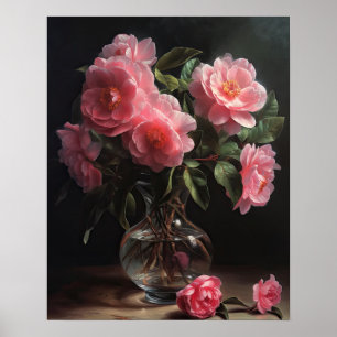 Pink Camellia Flowers Art Print Poster