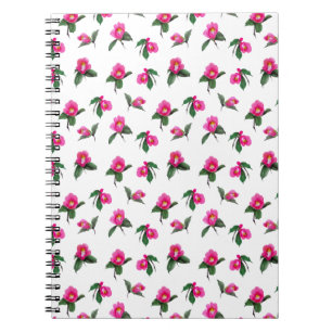 Pink camellia sumie ink and watercolor painting notebook