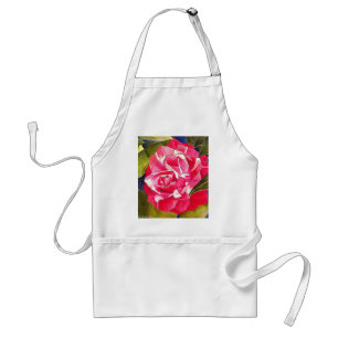 Pink Camellia watercolor flower art painting Standard Apron