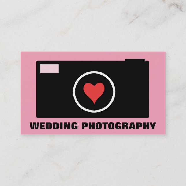 Pink Camera Wedding Photography Business Card (Front)