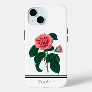 Pink Camillia Watercolor Custom iPhone 15 Case