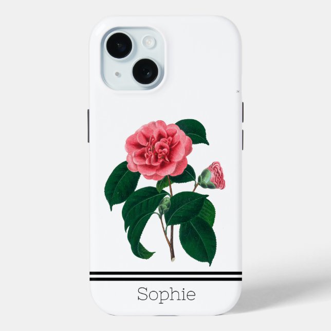 Pink Camillia Watercolor Custom Case-Mate iPhone Case (Back)