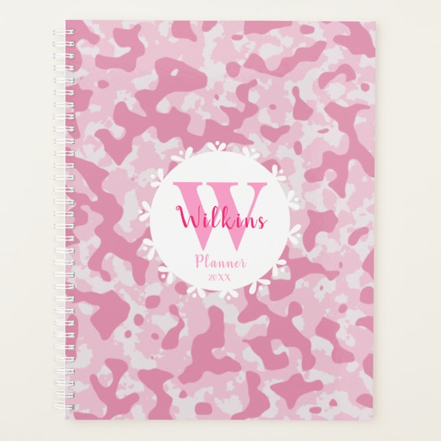 Pink Camo Abstract Art Decor Design Planner (Front)