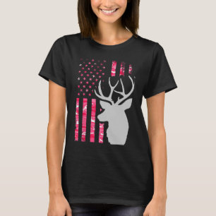 Pink Camo American Flag Camouflage Buck Hunting Wo T-Shirt