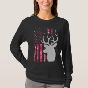 Pink Camo American Flag Camouflage Buck Hunting Wo T-Shirt