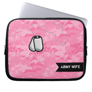 Pink Camo and Dog Tags laptop sleeve