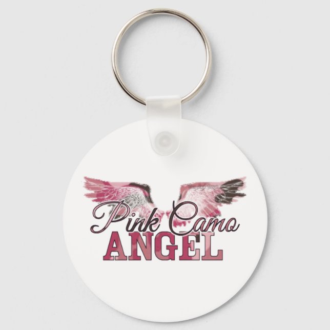 Pink Camo Angel Keychain (Front)