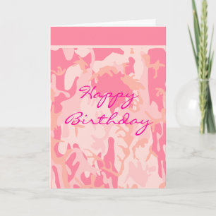 Pink Camo Birthday Card