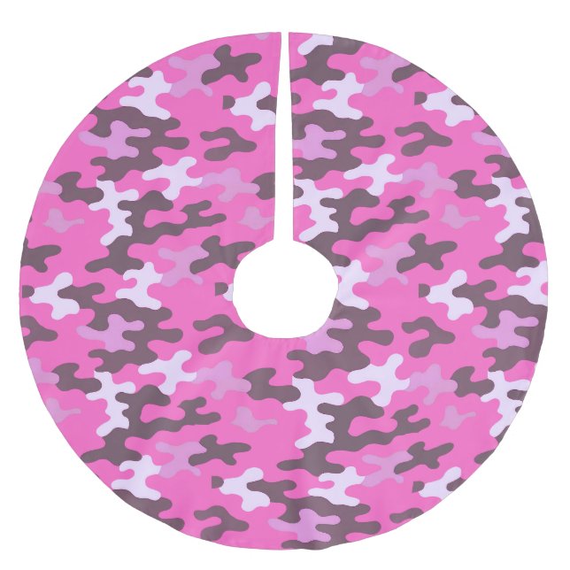 Pink Camo Brushed Polyester Tree Skirt (Front)