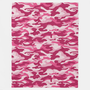 Pink Camo Camouflage Fleece Blanket