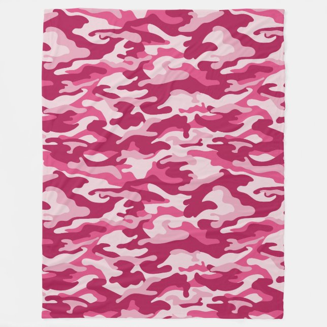 Pink Camo Camouflage Fleece Blanket (Front)