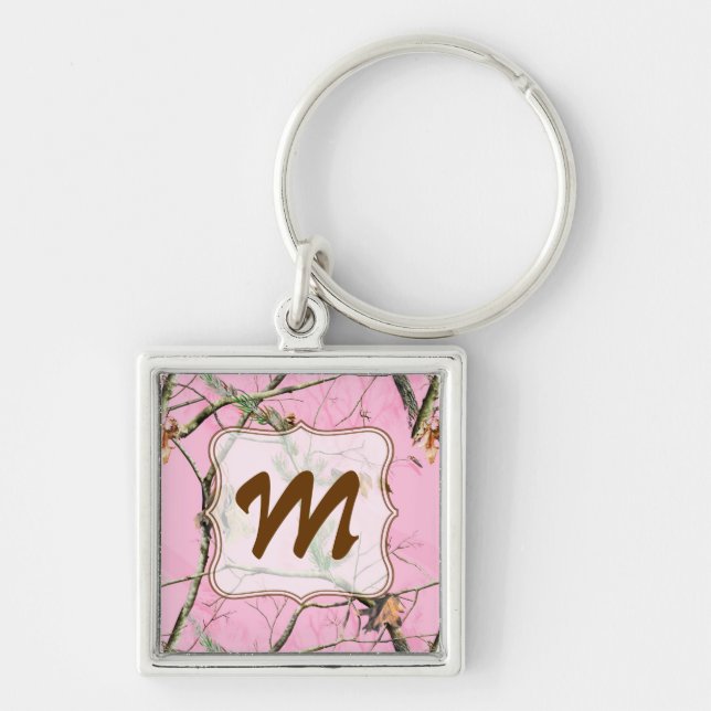 Pink Camo Camouflage Hunting Girl Real Key Chain (Front)