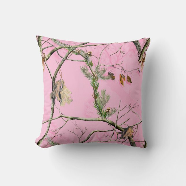 Pink Camo Camouflage Monogram Throw Couch Pillow (Front)