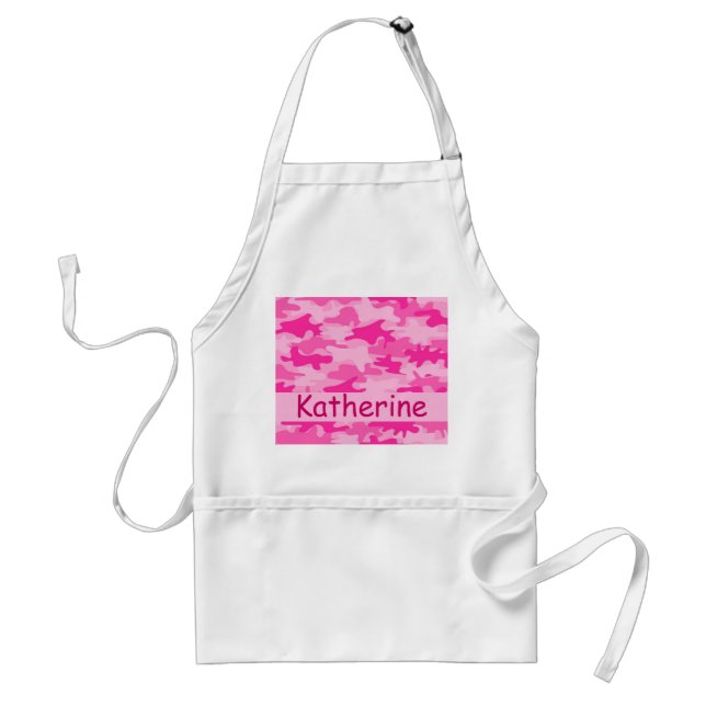 Pink Camo Camouflage Name Personalized Standard Apron (Front)